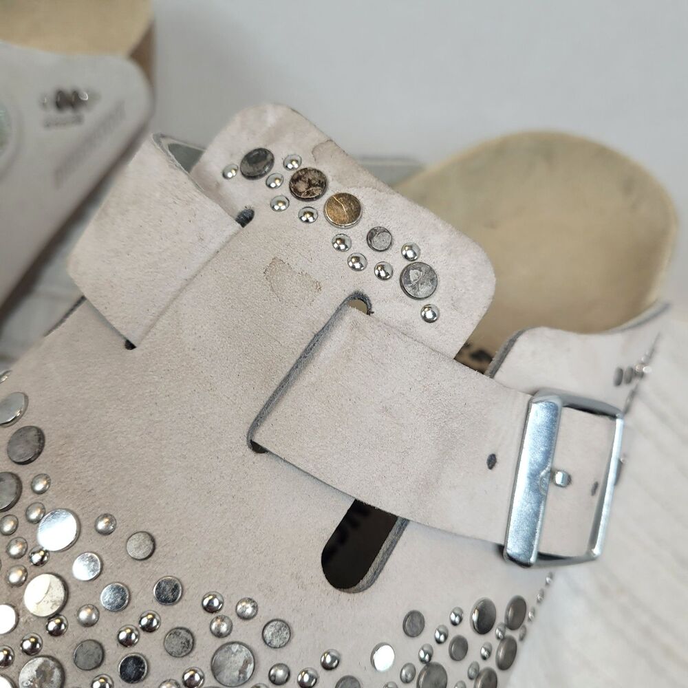 Rare Birkenstock Boston Rivets / Studs Taupe Soft Suede Leather Women's 10 EU 41 - Picture 16 of 16